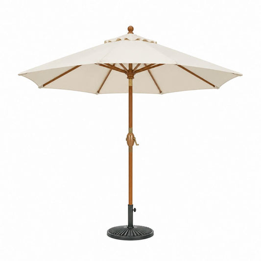 Gartenschirm Set rund Creme Polyester Hartholz Ø 300 cm Höhe 250 cm mit Schirmständer