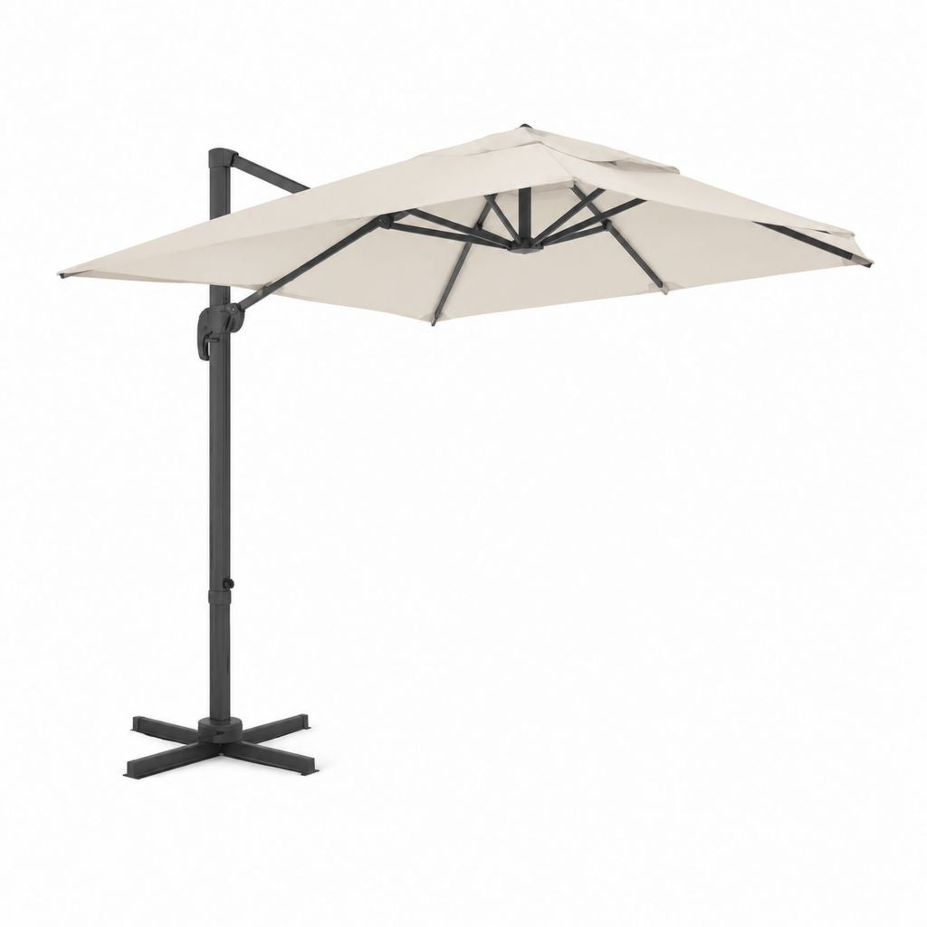 Ampelschirm mit Kurbel Cremeweiß Polyester Stahl quadratisch 300 x 300 cm