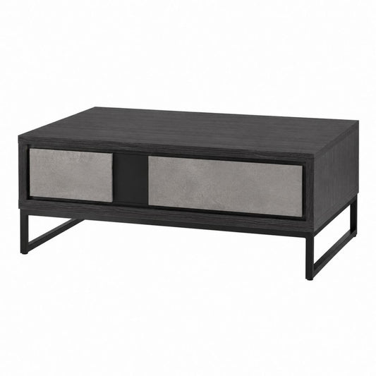 Couchtisch mit 2 Schubladen Schwarz Grau Spanplatte Rechteckig 100 x 50 x 45 cm