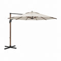 Ampelschirm Sonnenschirm beige Polyester Hartholz quadratisch 300 x 300 cm mit Kreuzfuß