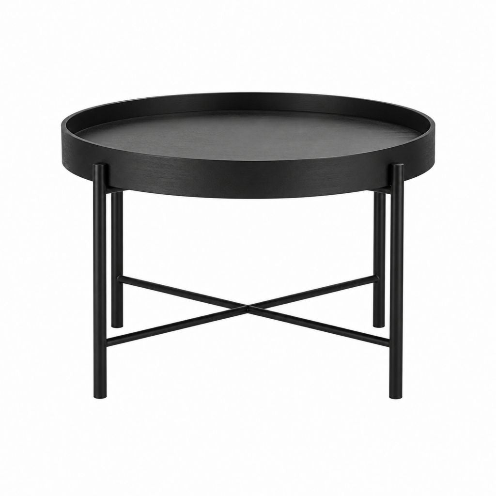 Runder Beistelltisch Schwarz aus pulverbeschichtetem Stahl Ø 60 cm Höhe 45 cm
