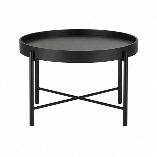 Runder Beistelltisch Schwarz aus pulverbeschichtetem Stahl Ø 60 cm Höhe 45 cm