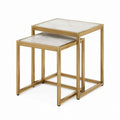 Satztische 2er Set Gold Stahl Marmoroptik quadratisch 45 x 45 x 50 cm und 40 x 40 x 45 cm