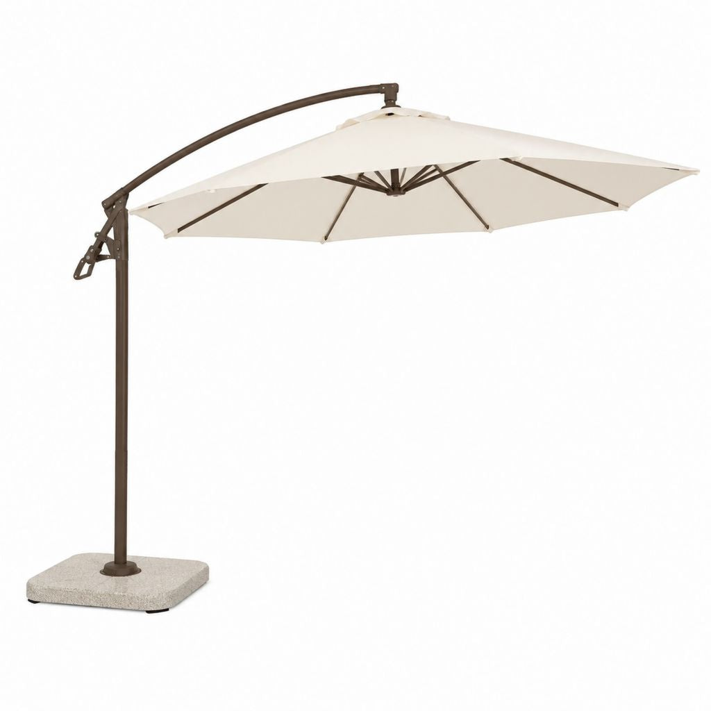 Ampelschirm mit Granitständer Creme Polyester Stahl quadratisch 300 x 300 cm Höhe 245 cm