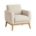 Polstersessel Beige mit Polyesterbezug und Massivholzgestell B 76 x T 80 x H 82 cm
