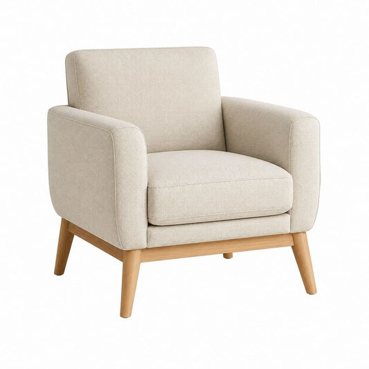 Polstersessel Beige mit Polyesterbezug und Massivholzgestell B 76 x T 80 x H 82 cm