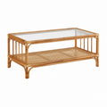 Couchtisch Natur Rattan Glas rechteckig 100 x 60 x 45 cm
