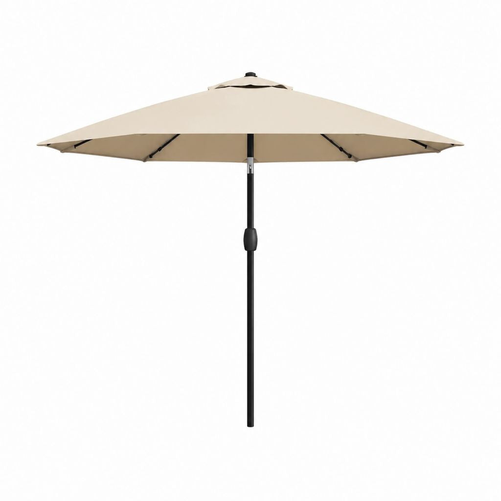 Gartenschirm Beige Polyester Rund Ø 300 cm mit Stahlmast 250 cm