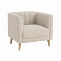 Sessel Beige mit Bouclé-Polyesterbezug und Massivholzfüßen abgerundet 80 x 78 x 78 cm