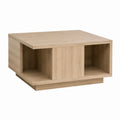 Couchtisch Eiche hell Spanplatte quadratisch 80 x 80 x 40 cm mit offenen Ablagefächern