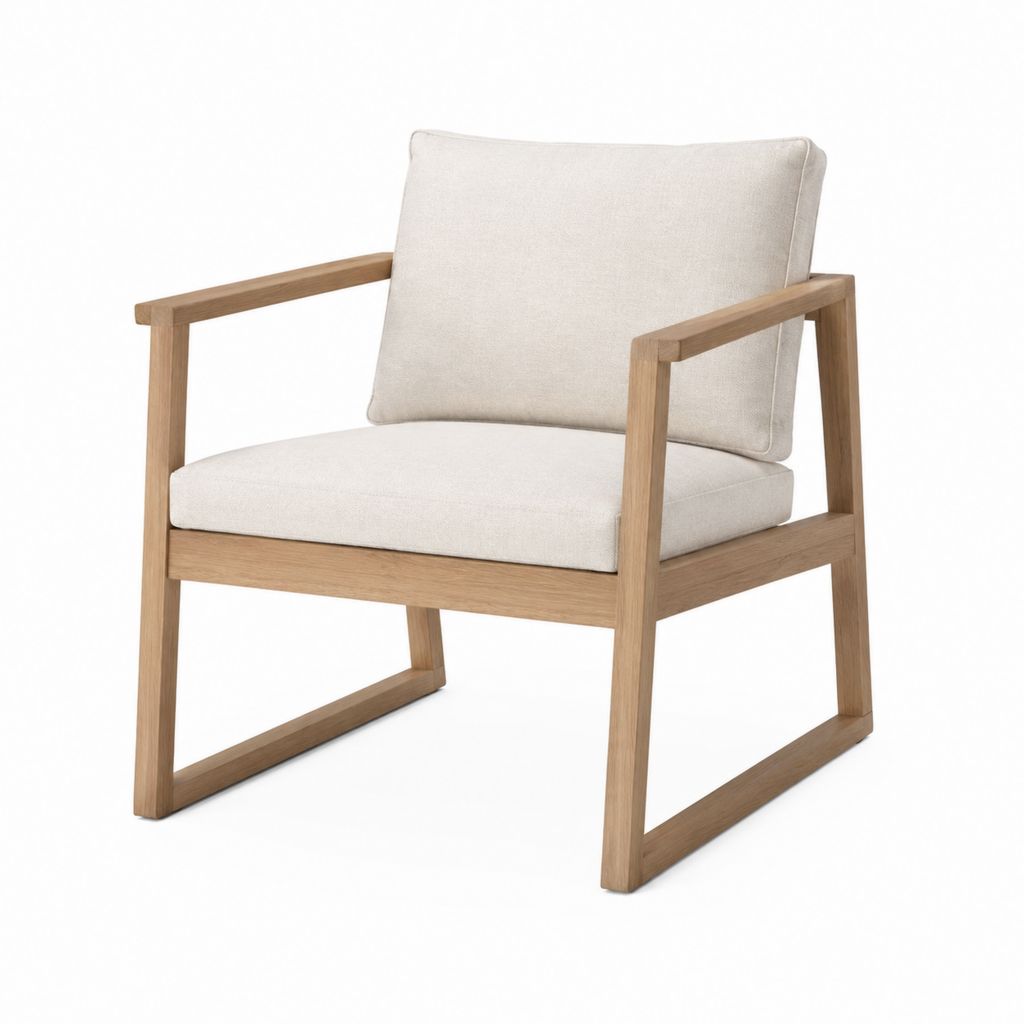 Gartenstuhl mit Armlehnen Natur Akazien-Massivholz Creme Polyester 68 x 75 x 78 cm