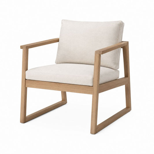 Gartenstuhl mit Armlehnen Natur Akazien-Massivholz Creme Polyester 68 x 75 x 78 cm