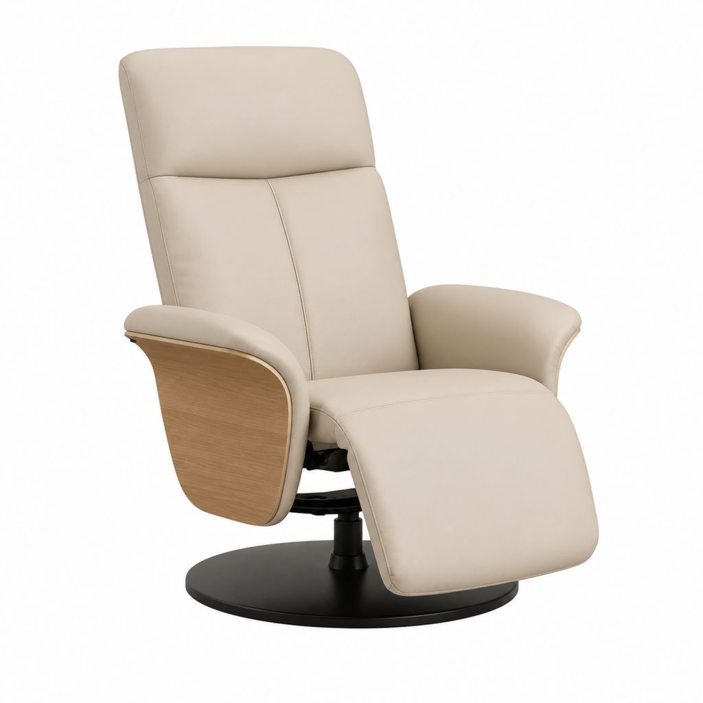 Relaxsessel mit Liegefunktion Beige aus PU-Kunstleder und Holzwerkstoff 80 x 90 x 105 cm