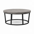 Runder Couchtisch Grau MDF mit Betonoptik Stahlgestell Schwarz Ø 80 cm Höhe 45 cm