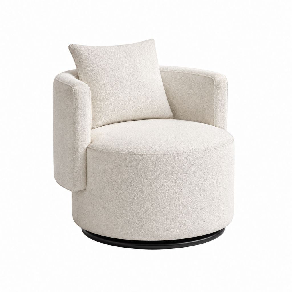 Drehsessel Creme Bouclé-Polyester rund mit Armlehnen 80 x 80 x 75 cm