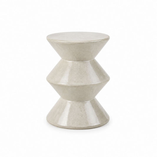 Couchtisch Beistelltisch Creme Keramik rund 40 x 40 x 46 cm