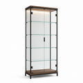 Glasvitrine mit LED-Beleuchtung Schwarz Nussbaum MDF Stahl Sicherheitsglas Rechteckig 80 x 40 x 180 cm