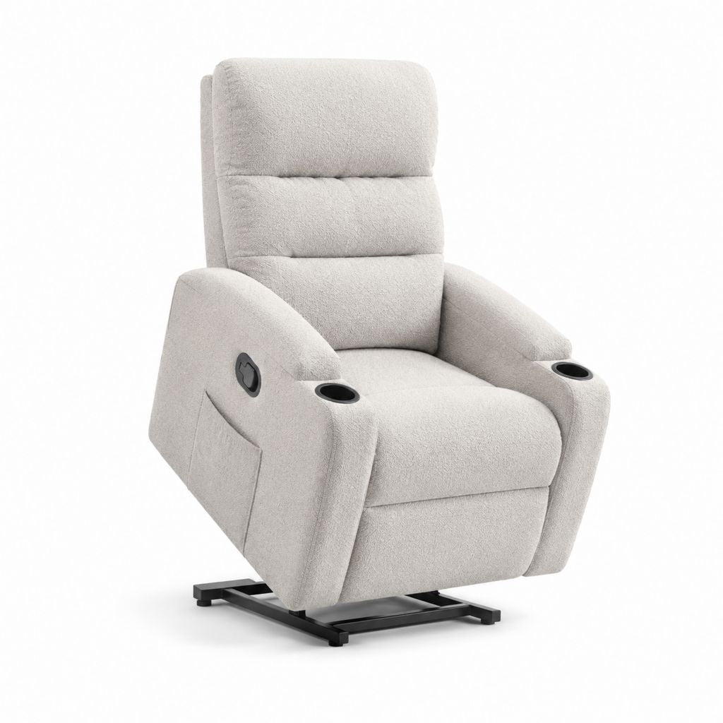 Relaxsessel mit Liegefunktion Hellgrau Polyester Bouclé 90 x 95 x 105 cm