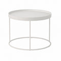 Runder Couchtisch Weiß aus pulverbeschichtetem Stahl mit Tablettplatte Durchmesser 60 cm Höhe 40 cm